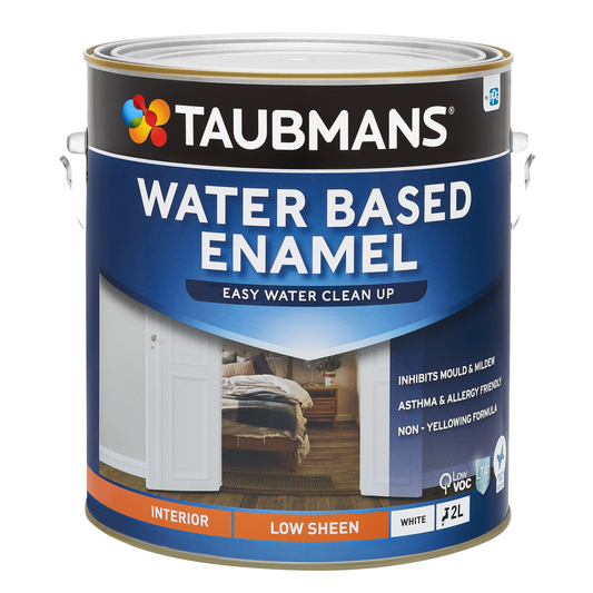 Taubmans 2L White Low Sheen Water Based Enamel Paint - 2L - Interior Use - Durable Finish