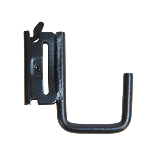 Grunt E Track Fitting W J Hook - Black - 110mm x 13mm x 100mm - 180kg Capacity - Auzzistore