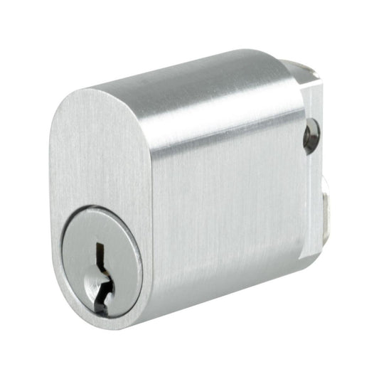 Rolltrak Commercial Security Oval Cylinder Lock - Satin Chrome - 6-Pin - 3 Keys - 18mm x 31mm x 36mm - Auzzistore