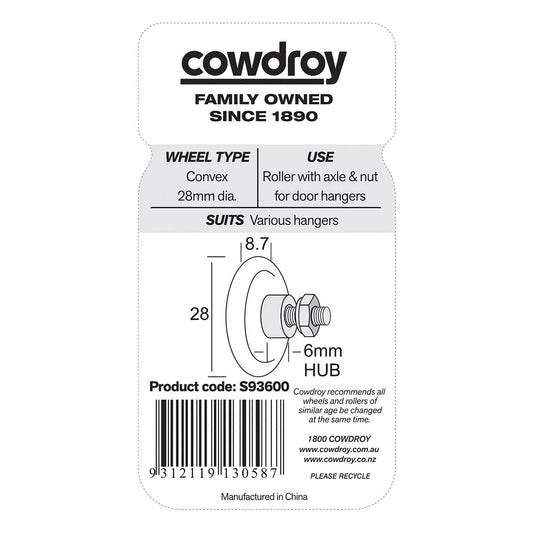Cowdroy 8mm Sliding Door Track Axle Wheel 2 Pack Nylon White Quiet – view 2 - Auzzistore