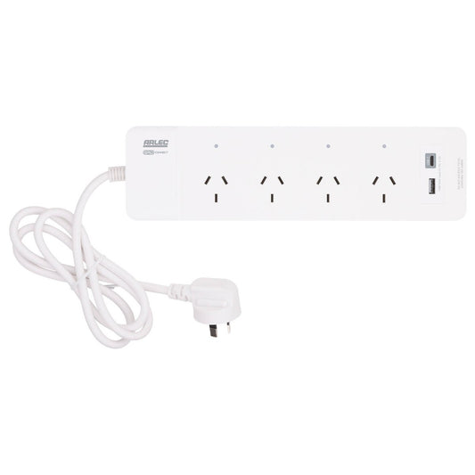 Arlec Grid Connect Smart 4 Outlet Powerboard - 4.2A USB A&C Charger - White