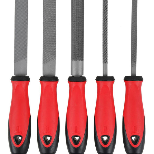 Trojan 5 Piece File Set - 200mm - Hardened Steel - Ergonomic Grip - Wood & Metal - Auzzistore