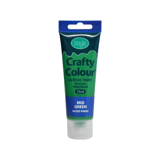 Boyle Crafty Colour Acrylic Paint - 75ml - Mid Green - Non-Toxic