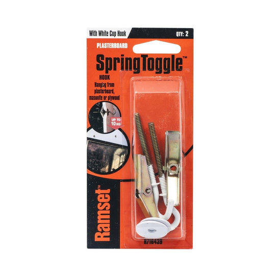 Ramset Spring Toggle - White Hook - 2 Pack - Metal - High Load Capacity - Auzzistore