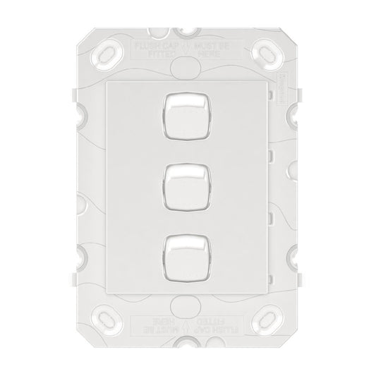 Hpm Arteor 3 Gang Wall Switch Grid 115mm x 80mm White - Durable Design - Auzzistore