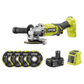 Ryobi 18V ONE+ Angle Grinder Kit - 115mm - 4.0Ah Battery - Cutting & Grinding