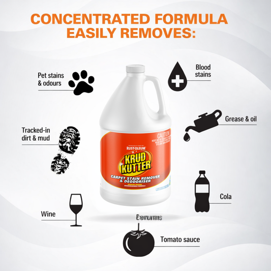 Krud Kutter Instant Carpet Stain Remover Plus Deodoriser 3.78L - Effective on Pet Stains - Safe for All Carpet Types