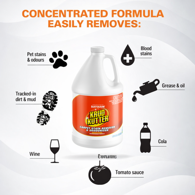 Krud Kutter Instant Carpet Stain Remover Plus Deodoriser 3.78L - Effective on Pet Stains - Safe for All Carpet Types