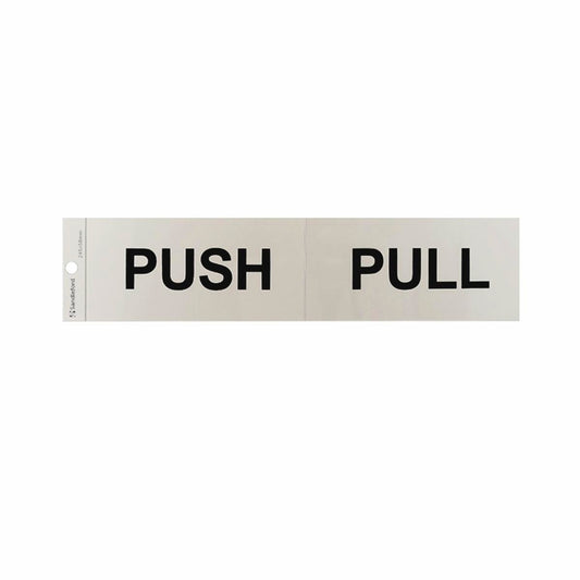Sandleford Push Pull Sign - Self Adhesive - Silver - 245 x 58mm - Auzzistore