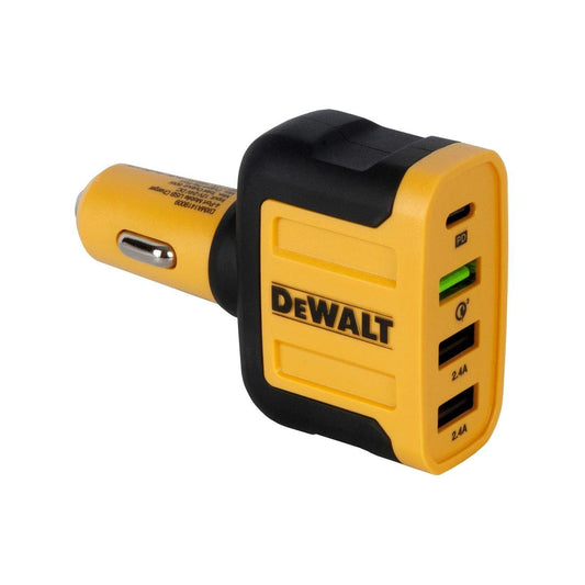 Dewalt 4 Port Mobile USB PD Car Charger - 62W - Rugged - Fast Charging