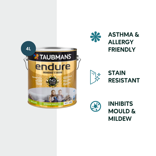 Taubmans 4L White Semi Gloss Endure Interior Walls Paint - Durable - Stain Resistant - 4L – view 2 - Auzzistore