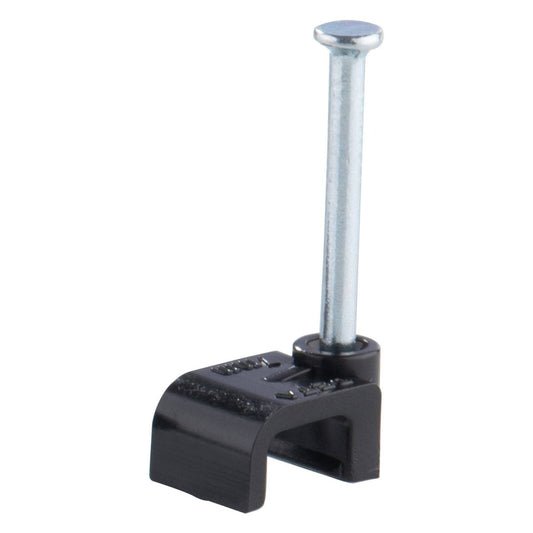 Deta 7mm Black Flat Cable Clips 20 Pack - 7mm - Black