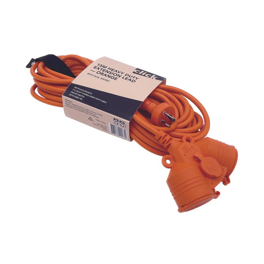 Click 15m Heavy Duty Extension Lead - Dual Socket - Orange - 10A – view 2 - Auzzistore