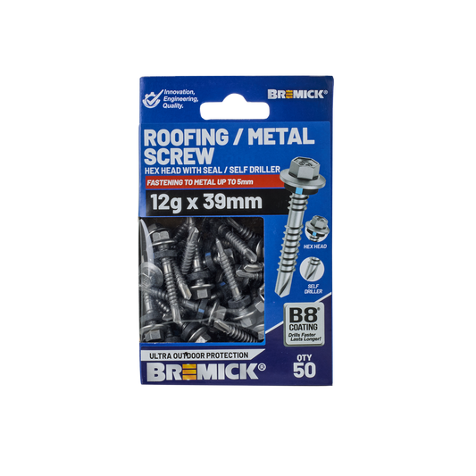 Bremick Hex Roofing Screw 12g x 39mm - B8 Coating - Pack of 50 - Watertight – view 2 - Auzzistore