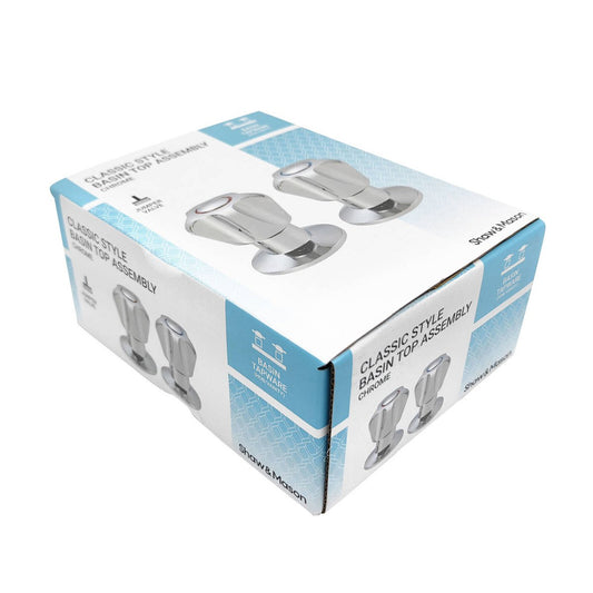 Shaw Mason Chrome Classic Style Basin Top Assembly Pair - 60mm x 94mm - Easy Installation – view 2 - Auzzistore