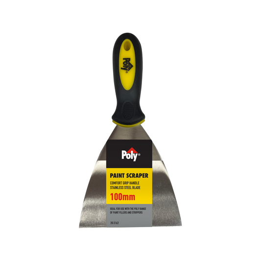 Poly Paint Scraper - 100mm - Stainless Steel - Comfort Grip
