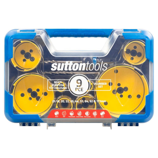 Sutton Tools 19 111mm 9 Piece Multi Purpose Plumber Holesaw Set - Auzzistore