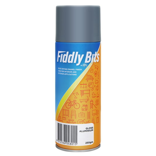 Fiddly Bits Gloss Aluminium Spray Paint 250g Fast Drying Oil Based - Auzzistore