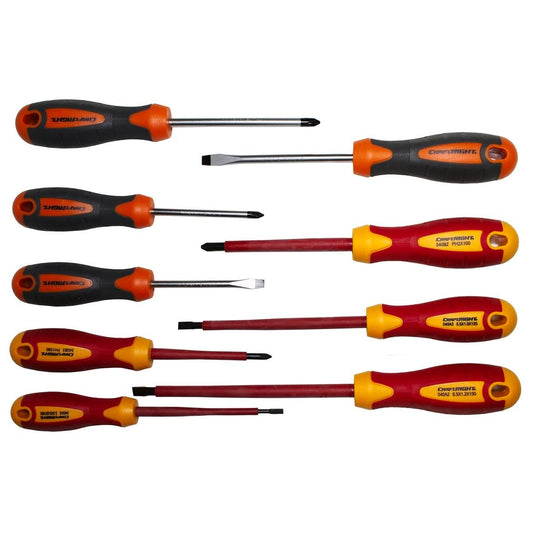 Craftright 9 Piece Screwdriver Set VDE Normal Steel Ergonomic Handles