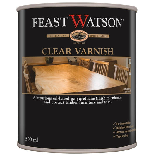 Feast Watson Gloss Clear Varnish 500ml Oil Based Scratch Resistant - Auzzistore