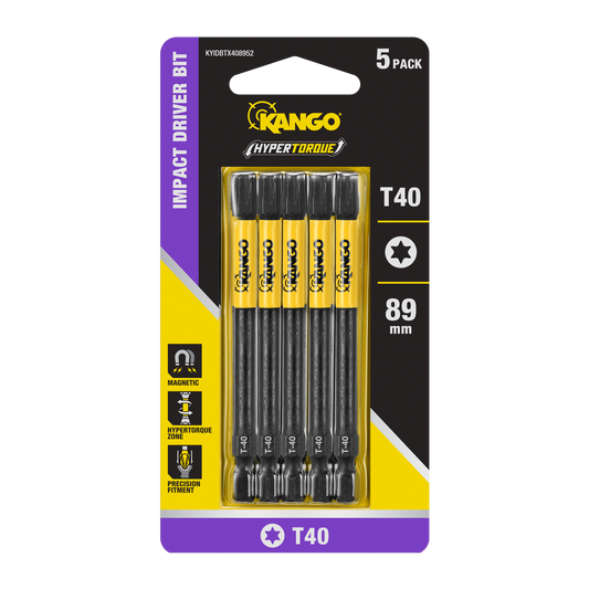 Kango 89mm TX40 HYPERTORQUE Impact Driver Bit 5 Pack - High Torque - Durable - Auzzistore