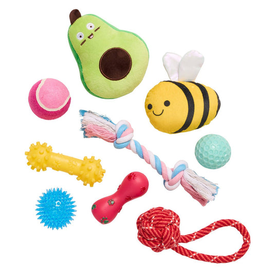 Happy Tails Assorted Pet Toys 9 Pack - 9 Toys - Engaging Playtime - 330mm x 70mm x 300mm