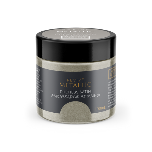 Porter S Paints Metallic Ambassador Furniture Paint 100ml - Pearlescent Sterling - Low Odour - Easy Clean - Auzzistore