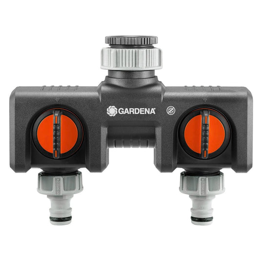 Gardena Twin Tap Connector - Dual Hose Adapter - 240mm - Plastic - Durable - Auzzistore