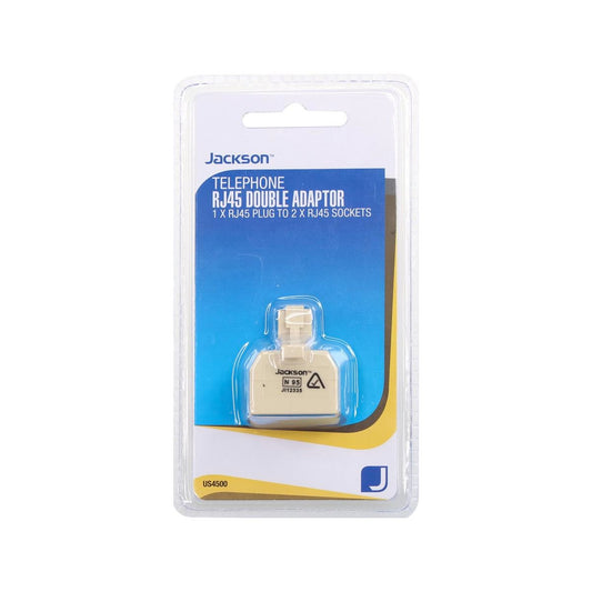 Jackson RJ45 Double Adaptor 8P8C - 2 Pack - 80mm x 150mm - Beige