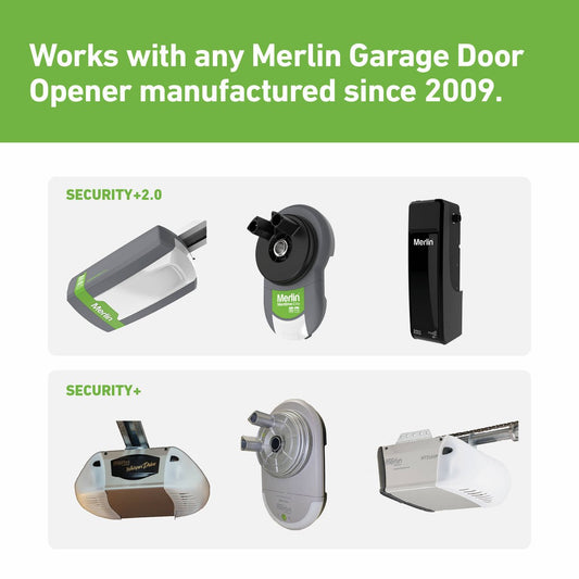 Merlin E985M Four Button Water Resistant Garage Door Remote - 46mm x 57mm - Black & Green - Secure Access – view 2