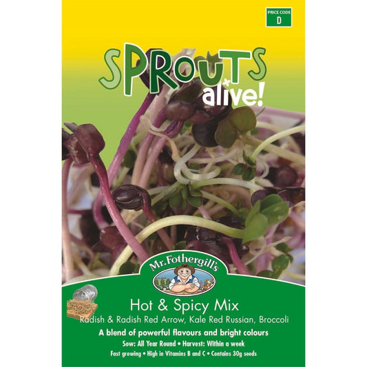 Mr Fothergill Sprouts Alive Hot And Spicy Seeds 110mm Seeds Nutrient Rich - Auzzistore