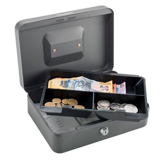 Sandleford Cash Box Large - Black 250mm Steel Portable Secure Storage – view 2 - Auzzistore