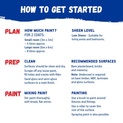 British Paints White Low Sheen Interior Paint 4L Water Based Easy Clean
