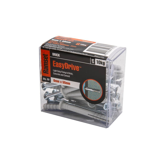 Ramset Easydrive Anchor 6 x 55mm Nylon 20 Pack Quick Install - Auzzistore