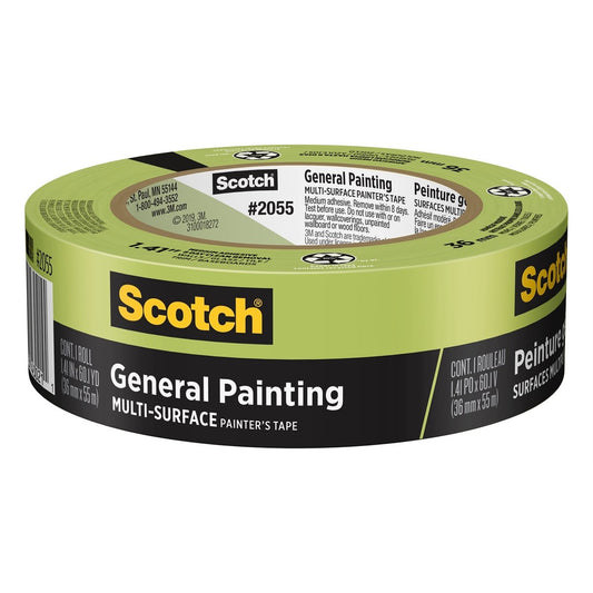 Scotch General Painting 36mm x 55m Painter's Masking Tape - Paper - Medium Adhesive - 8-Day Clean Removal