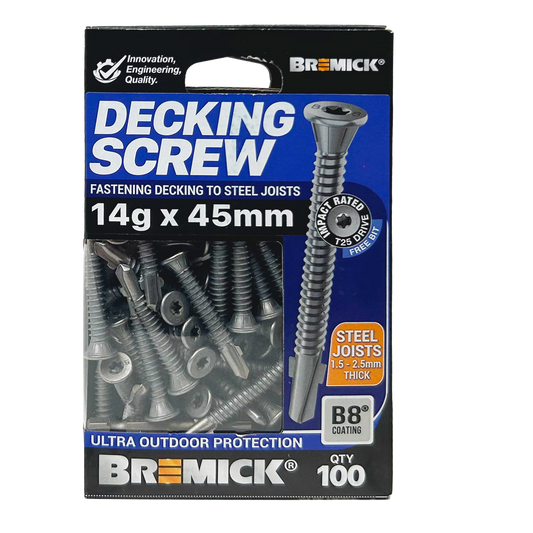 Bremick Decking Screw 14g x 45mm Wing Truss - 100 Pack - T25 Drive - B8 Coating – view 2 - Auzzistore