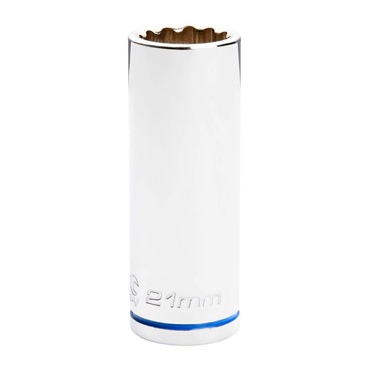 Kincrome Deep Socket - 21mm - Chrome Vanadium Steel - Mirror Polish - Auzzistore
