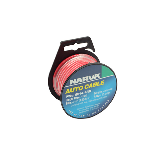 Narva 4mm X 4m 15amp Red Single Core Auto Cable Red - Auzzistore