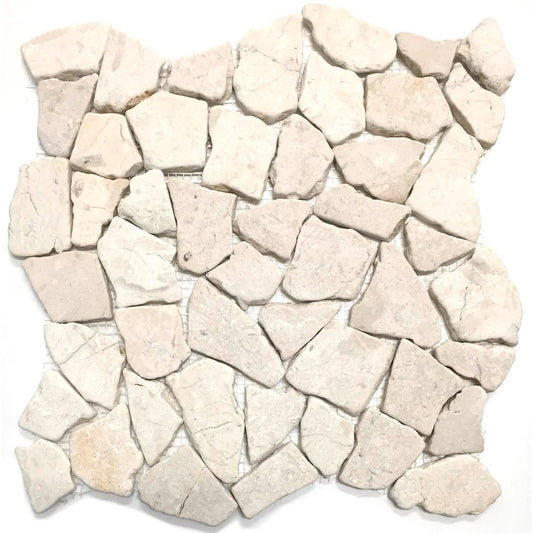 decor8 Crazypave Java Marble Tile 300x300x10mm Beige Mosaic - Auzzistore