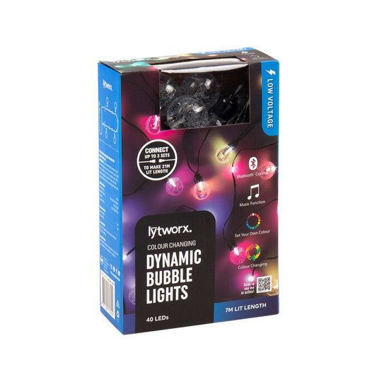 Lytworx Colour Changing Bubble Lights 40 Pack - 7m Length - Bluetooth Control - Auzzistore