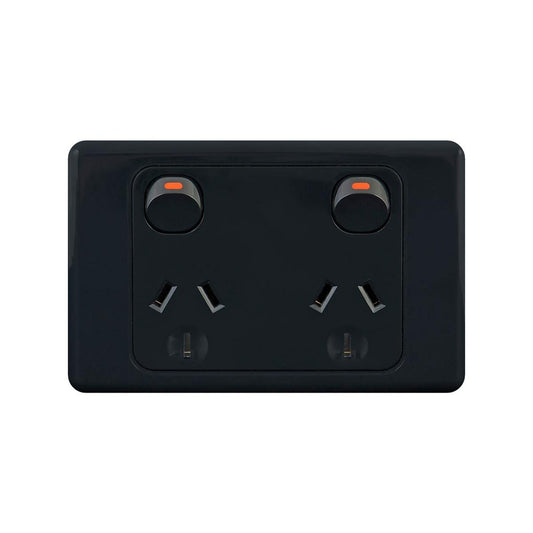 Deta Double Power Point - Black - 250V - Polycarbonate - Durable - Auzzistore
