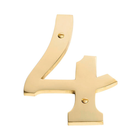 Sandleford 150mm Brass House Number 4 - Solid Brass - Weather Resistant