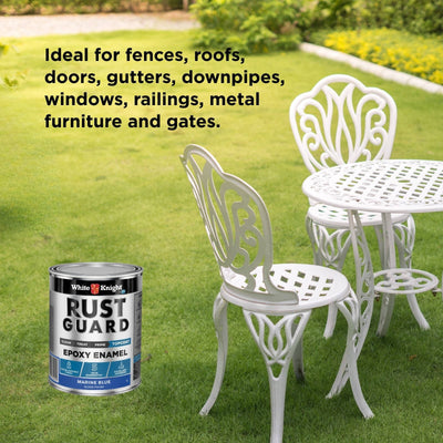 White Knight Rust Guard Marine Blue Gloss Epoxy Enamel Paint 1L - UV-Resistant, Durable