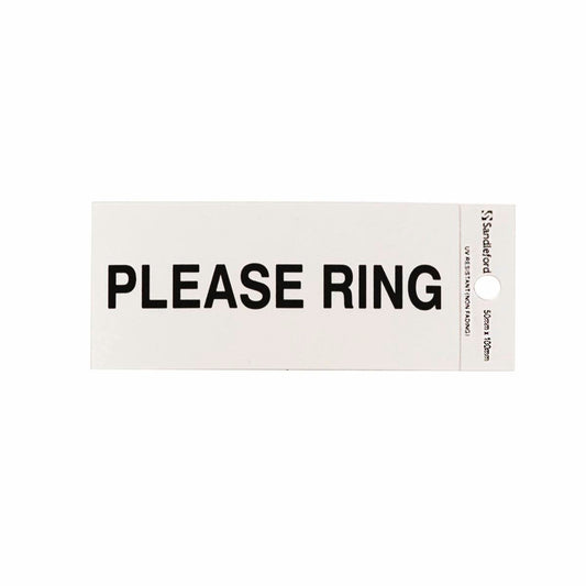 Sandleford Please Ring Sign - 100 x 50mm - Silver - Self Adhesive - Auzzistore