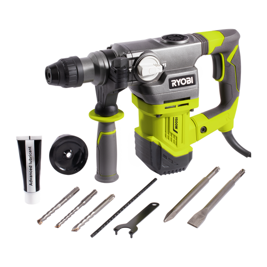Ryobi 1500W SDS Rotary Hammer Drill - 5.0J Impact Energy - Green - Auzzistore