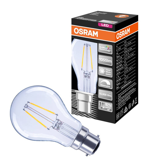 Osram 8 5W Cool White Dimmable BC LED Filament Globe - 95mm x 140mm - Energy Efficient