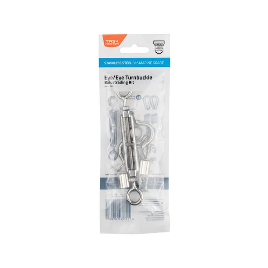 Taskmaster 5mm 316 Stainless Steel Eye Eye Balustrade Kit - Rust Resistant - 74mm x 210mm x 15mm - Auzzistore