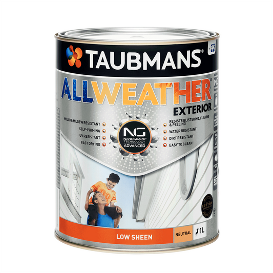 Taubmans 1L Neutral Low Sheen All Weather Exterior Paint - Mould Resistant - UV Protection - Auzzistore