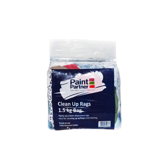 Coloured Rags Paint Partner 1.5kg Cleaning Rags - Lint-Free - 90mm x 250mm - Coloured