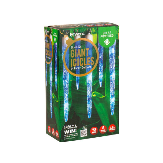 Lytworx Blue Solar Giant Icicle Lights 24 Pack - 6.9m - 72 LEDs - Outdoor - Auzzistore